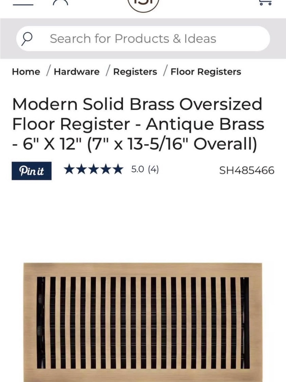 Modern Solid Brass Oversized Floor, Wall or Ceiling Register - Antique Brass